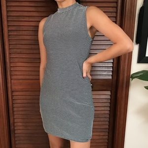 Striped High Neck Dress